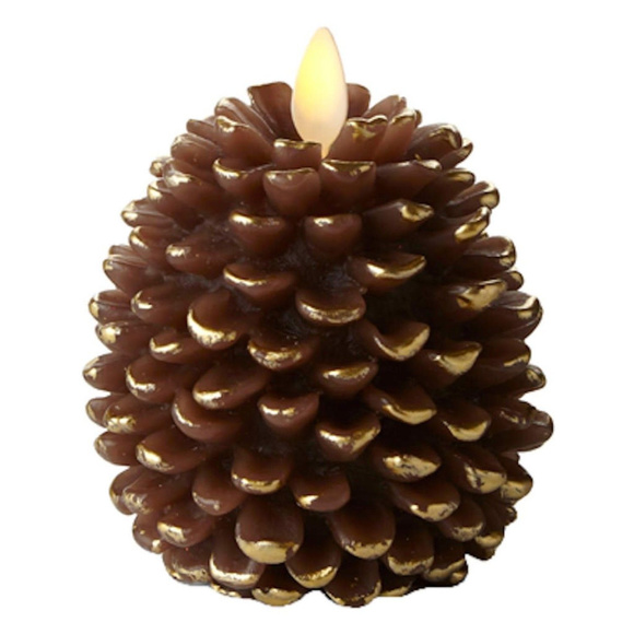 Real Wax Flameless LED Moving Flame Pinecone, Brown - Picture 1 of 1